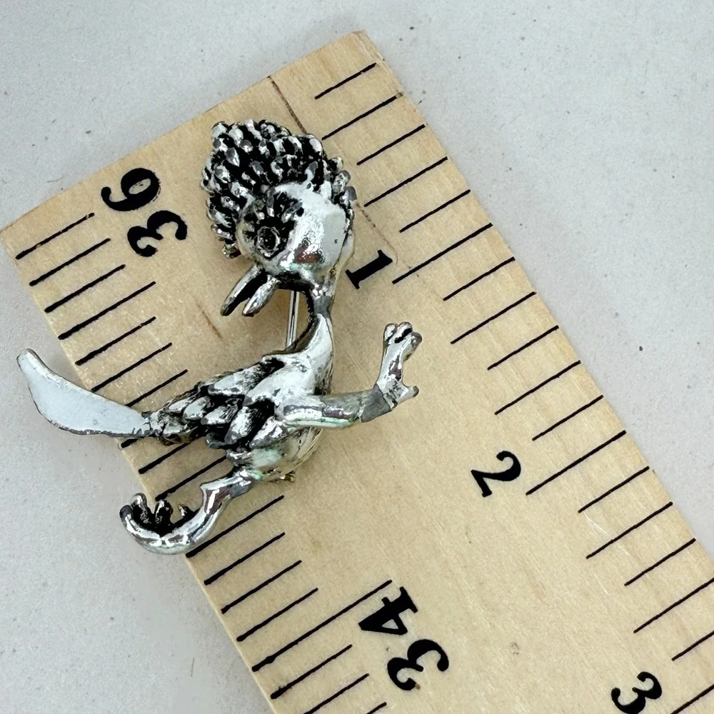 Roadrunner Brooch Pin Silver Tone‎ Whimsical Fun Jewelry